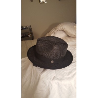 Black Milan Straw Stetson Fedora Hat  eb-67526421